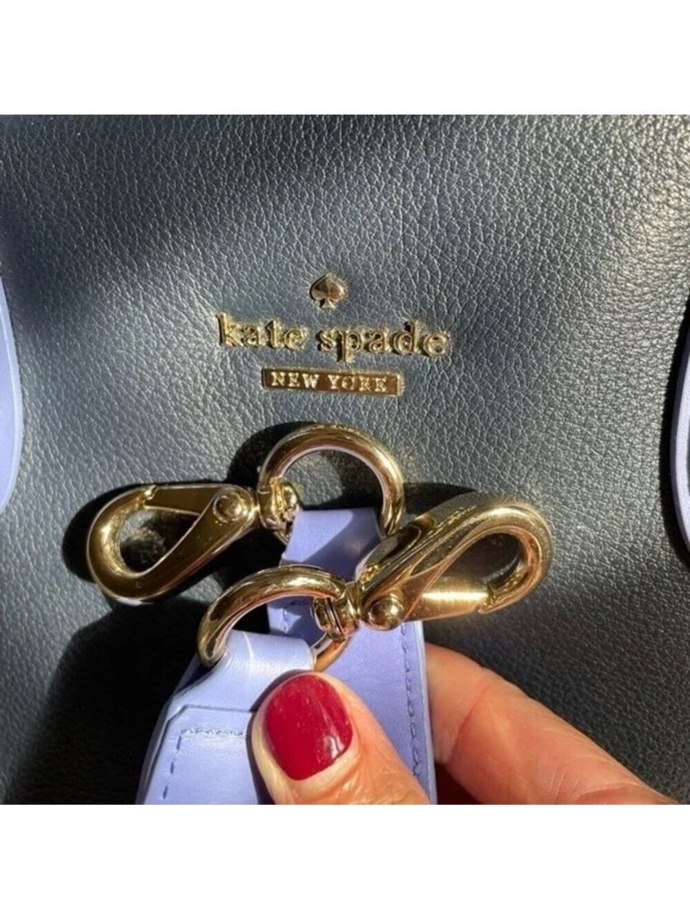 Kate Spade Navy Blue Color Block Pebble Leather Bag NWT - Picture 6 of 16